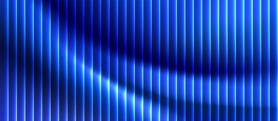 Abstract ribbed glass background in blue gradient tones with wave texture and glossy light reflection. modern tech design, minimal visuals or digital surface presentations