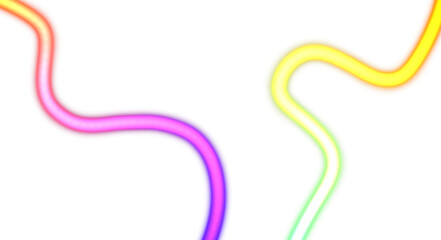 Glowing neon gradient wave flow overaly PNG background. Abstract neon glowing lighting flow gradient shaped cutout PNG. Glowing neon light leaks texture with film grain.