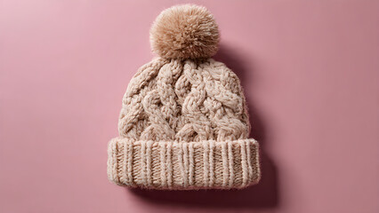 Cozy cable knit beanie with fluffy pompom offers warmth and style for cold weather adventures and seasonal fashion looks.