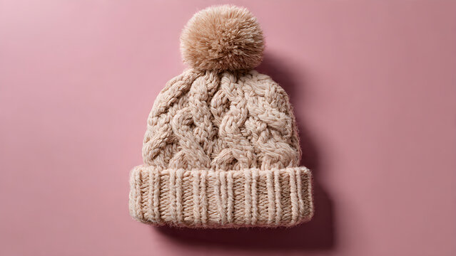 Cozy cable knit beanie with fluffy pompom offers warmth and style for cold weather adventures and seasonal fashion looks.