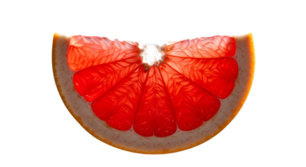 Vibrant grapefruit slice radiates freshness, perfect for healthy eating ads or vibrant summer promotions, a visually appealing and juicy fruit cut