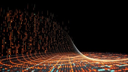 digital matrix floor wave with sweeping curve flow motion energy surface landscape