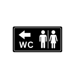 WC sign set on transparent background. WC icon in black rectangle shape. Flat WC symbol man and woman illustration