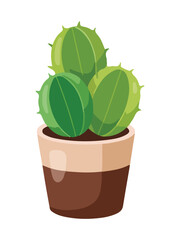 Spiky Green Potted Cactus: Desert Plant Home Decor Illustration