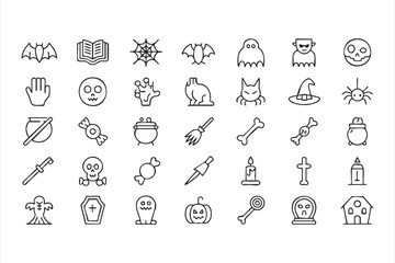 Cute spooky icon set ideal for Halloween party graphics and seasonal decor