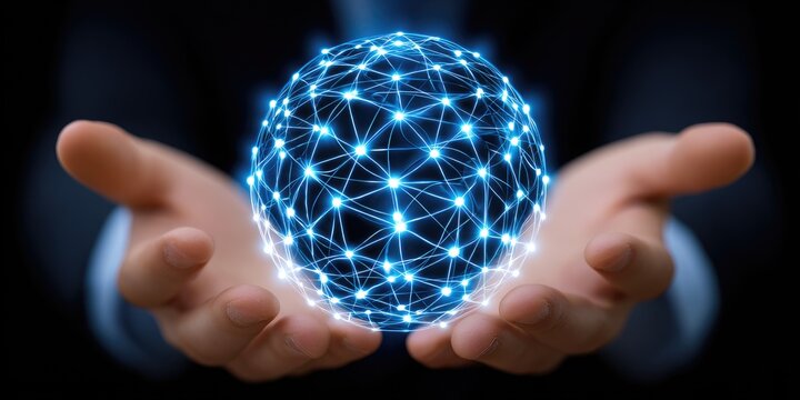 Innovative technology action digital connectivity sphere in a professional environment conceptual visualization of global networking