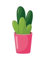 Smooth Green Finger-like Succulent Plant in Bright Pink Pot Illustration