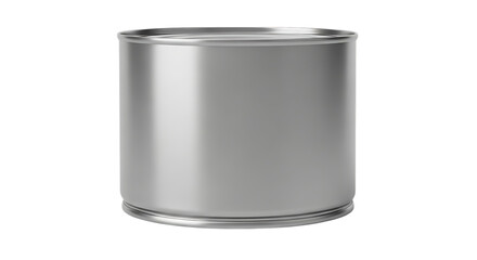 Shiny silver metal food can for product mockups, label design, and packaging templates, ideal for showcasing food branding with modern, minimalist style