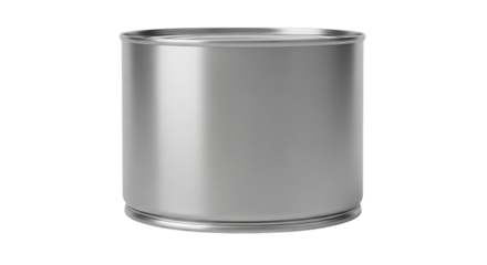 Shiny silver metal food can for product mockups, label design, and packaging templates, ideal for showcasing food branding with modern, minimalist style