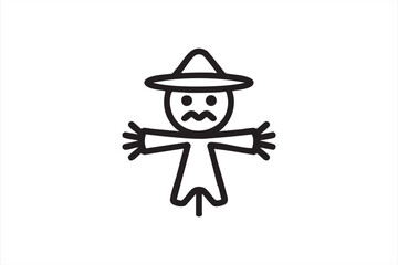 Simple fall scarecrow illustration ideal for rustic seasonal design projects
