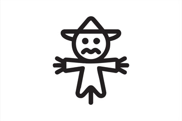 Fototapeta premium Halloween-friendly scarecrow outline symbol for festive templates and artwork