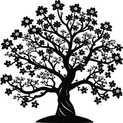 Cherry Blossom Tree Silhouette Vector for Spring, Nature, and Japanese Design