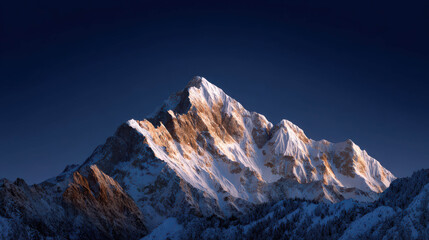 Obraz premium Majestic Mountain Peak Illuminated by Sunrise Light with Ultra Realistic Fine Art Photography Capturing the Beauty of Nature