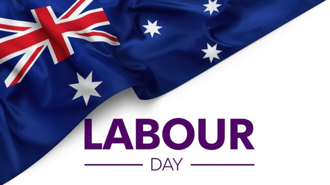 Australian labour day with national flag and white space