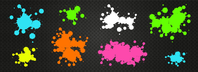 Bright colorful paint splashes - a set of splashes on a transparent background. Suitable for graphics, posts, banners, logos, posters, prints, scrapbook and pop art design. Ready for printing and web!