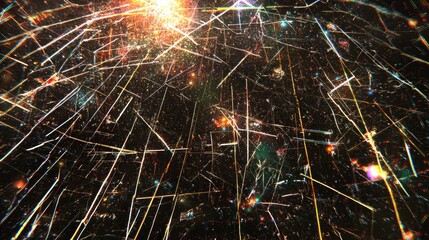 Abstract Geometric Network with Dynamic Lines and Light, Illustrating Complex Connections and Structures