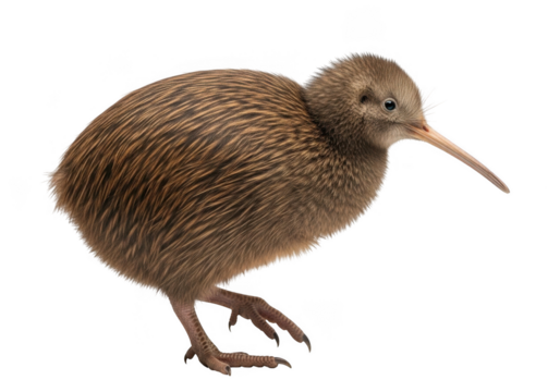 Brown kiwi bird isolated on transparent background