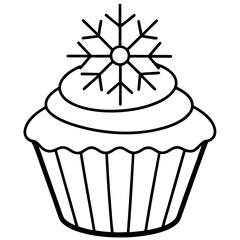 Cupcake with snowflake for winter holidays
