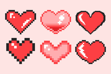 Valentine day vector illustration of heart pixel art 