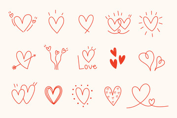 Valentine day vector illustration of heart  set of red hearts on white