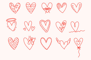 Valentine day vector illustration of heart  set of red hearts on white