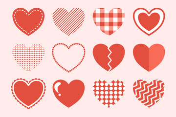 Valentine day vector illustration of heart  set of red hearts on white