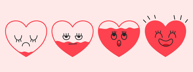 Valentine day vector illustration of heart  set of red hearts on white