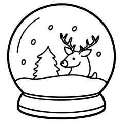 Snow globe with a reindeer and christmas tree