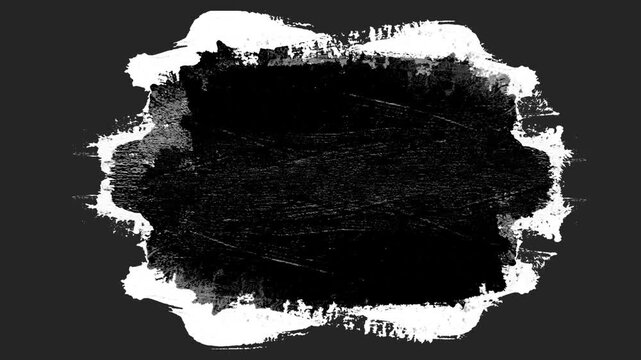 Abstract Grunge Black Paint Frame Animation with White Borders,Animated rough black ink brush stroke frame with white edges. Grunge texture background suitable for video overlays, title borders