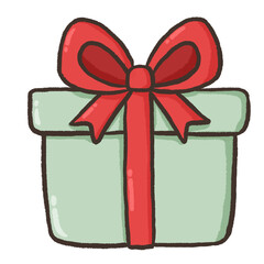 Illustration of a Gift Box with Red Bow