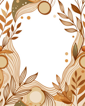 Elegant Boho Abstract Line Art Border Frame