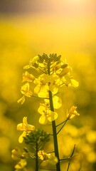 Obraz premium Close-up of bright yellow flowers under a sunlit sky