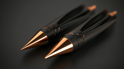 Sophisticated Illustration of Two Stylish Bullet-Shaped Objects on a Dark Background