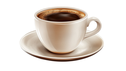 Espresso coffee in a cup with rich dark color and smooth crema, perfect for coffee lovers and morning energy isolated on white background