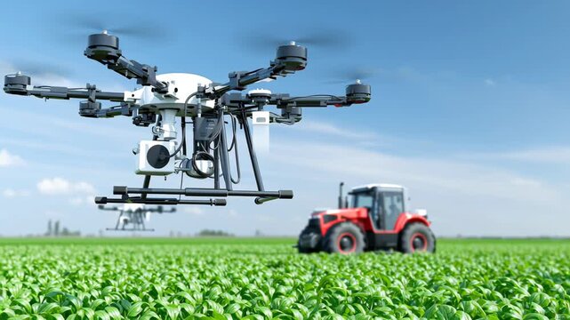 Smart farm drone precision agriculture crop field aerial survey greenhouse irrigation sensor data automation tractor drone agriculture farm field tractor crop technology aerial automation smart drone
