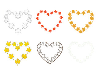 Colorful foliage patterns - Autumn maple heart designs in mixed yellow red clusters
