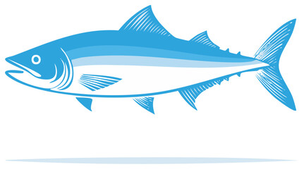 Obraz premium Blue Fish Vector Illustration, Marine Animal, Ocean Wildlife Drawing