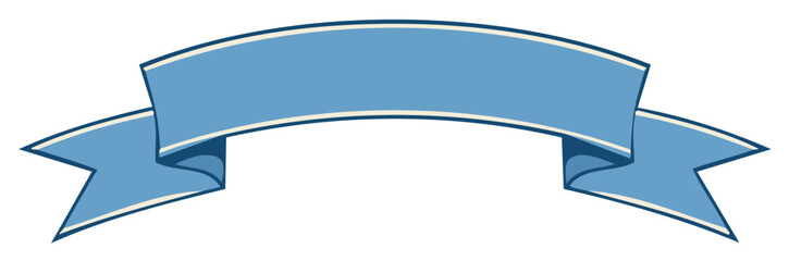 Classic blue arched ribbon banner scroll for text and titles. Decorative vintage style graphic element