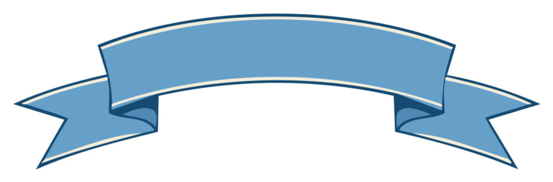 Classic blue arched ribbon banner scroll for text and titles. Decorative vintage style graphic element