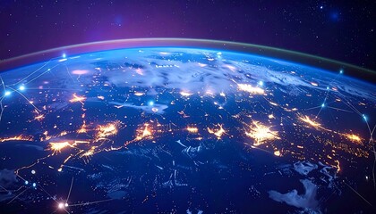 Obraz premium Earth at night from space showing city lights.