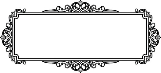 Elegant black ornamental frame, featuring intricate scrollwork and a rectangular shape, perfect for adding a touch of classic sophistication