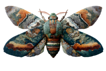 Colorful moth with intricate wing patterns isolated on transparent background