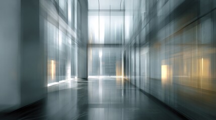 Contemporary Abstract Blurred Glass Office Building Interior with Light and Shadow Effects. High quality