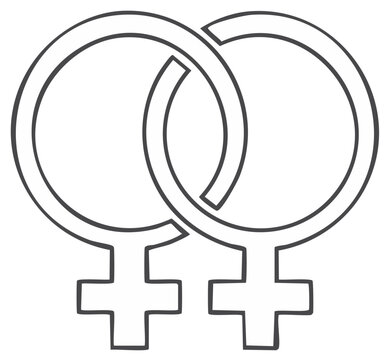 Two intertwined symbols representing lesbian couple with a minimalist design