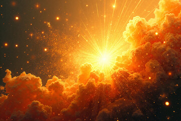 Cosmic explosion abstract in fiery orange tones, a powerful background representing creation and energy