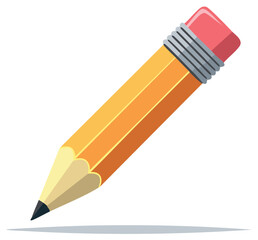 Bright yellow wooden pencil with pink eraser and sharp graphite tip an essential tool for writing drawing or school