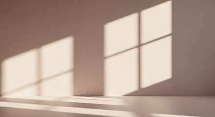 empty beige wall background with shadow from the window