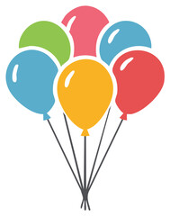 Naklejka premium Colorful party balloons illustration. Celebratory decoration for birthday or anniversary vector graphics.