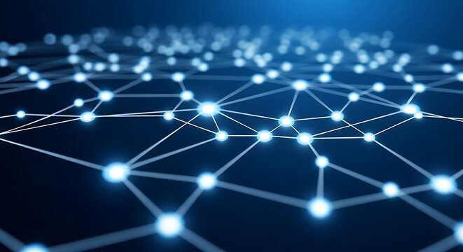 Abstract glowing digital network connection background representing global data communication, technology infrastructure, and intricate information flow in a modern cyberspace environment