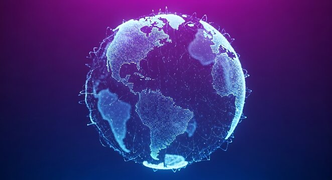 Abstract Digital Earth Globe Representing Global Connectivity, Data Flow, and Networked Communication – A Futuristic Technology Concept